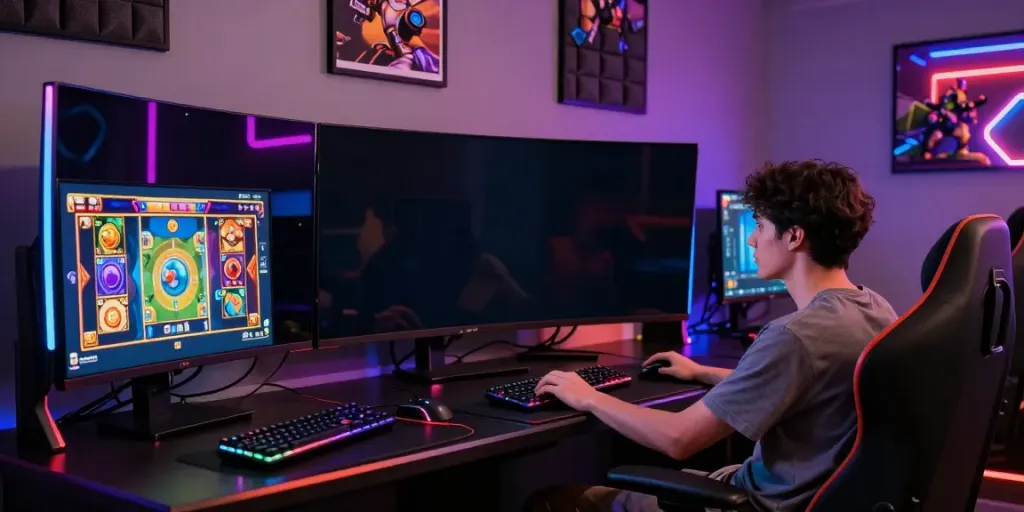 Exciting rokok88 slot gaming setup with advanced graphics and immersive atmosphere.