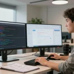 Dynamic software engineering workspace showcasing the WPS Official Website focus on innovation and productivity.